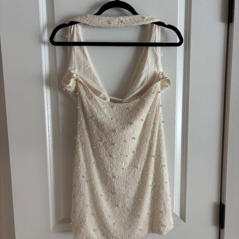 Oh Polly White Beaded Halter Mini Dress - Picture 4 of 4